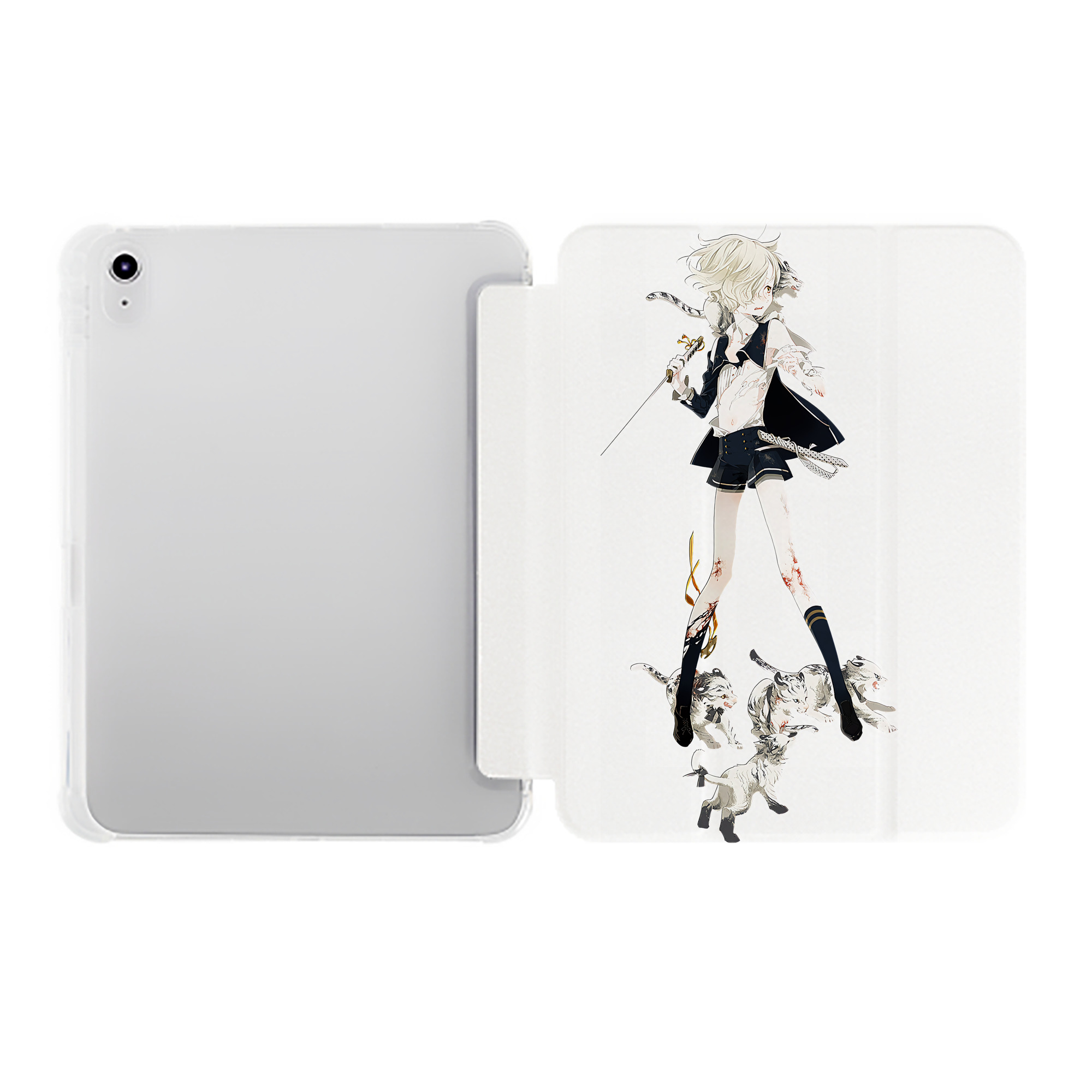 （画像用） 刀剣乱舞 Touken Ranbu IPad ケース ペン収納付き 三つ折りスタンド PUレザー×シリコン 対応機種9.5/10.5/10.9インチ